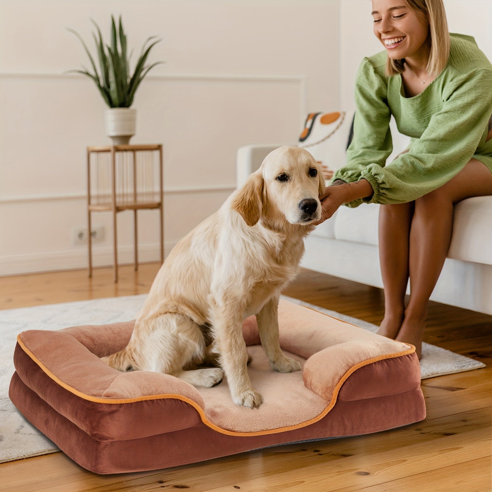 Large Luxury Orthopedic Dog Bed - Washable Sofa Bed with Supportive Foam, Detachable Cover, Waterproof Lining, and Non-slip Bottom for Small to Large Dogs in 4 Sizes