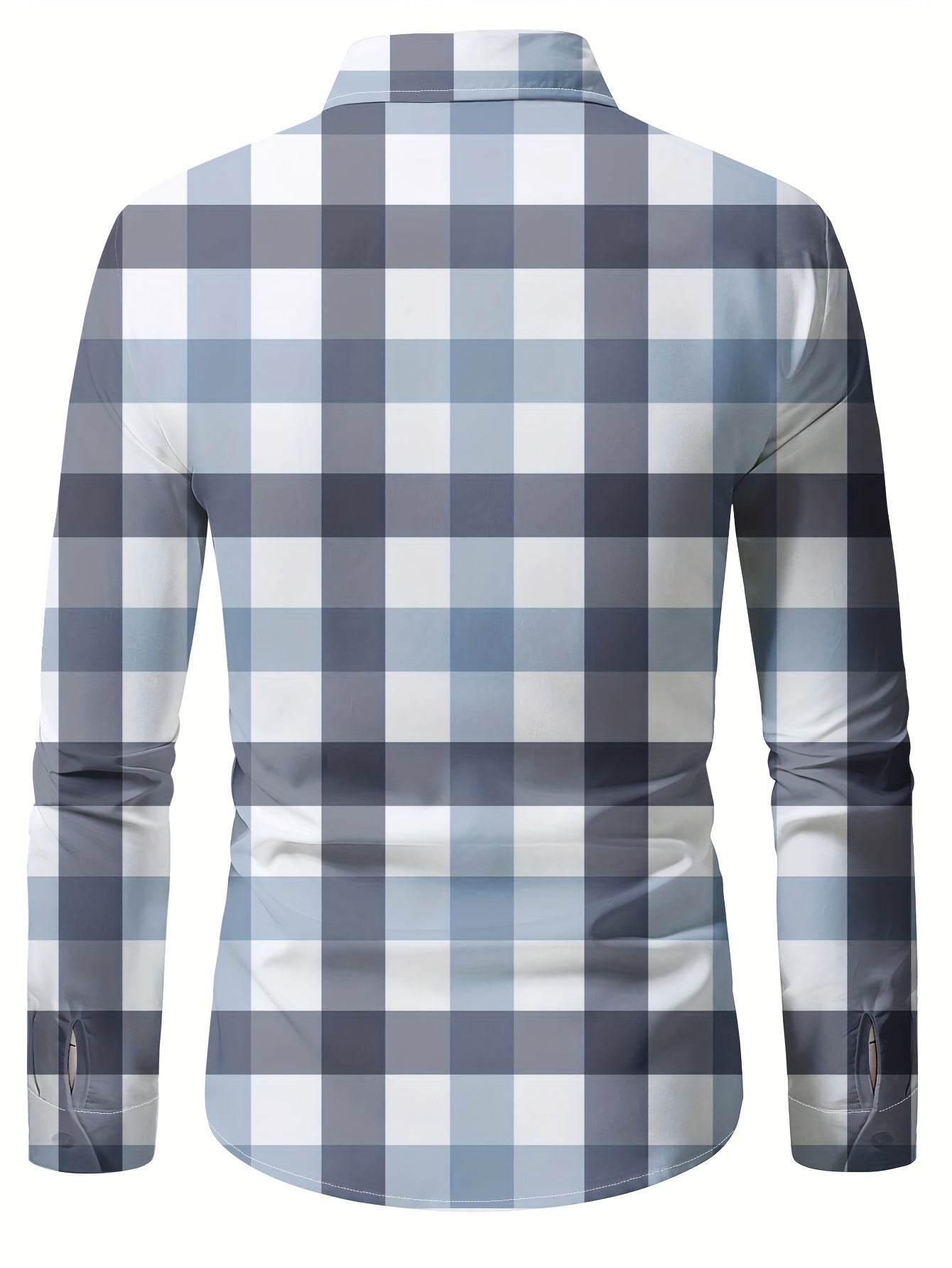 One Stylish Men's Breathable Plaid Button-Up Long Sleeve Shirt for Spring/Fall - Casual Collar Style