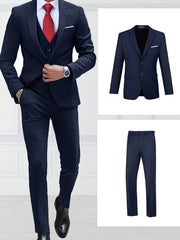 Two-Piece Classic Fit Suit Set for Men - Premium Quality, Comfortable Pants and Jacket - Ideal for Business, Wedding, and Formal Events