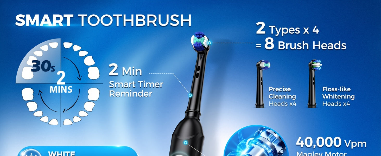 Rotating Electric Toothbrush For Adults, 4 Modes Deep Clean Electric Toothbrush With Rechargeable Power, Fast Charge