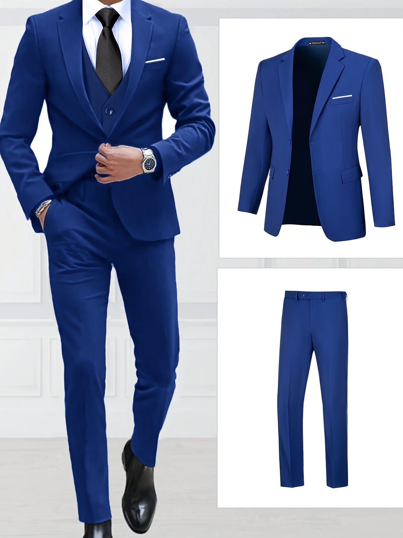 Two-Piece Classic Fit Suit Set for Men - Premium Quality, Comfortable Pants and Jacket - Ideal for Business, Wedding, and Formal Events