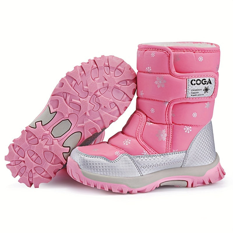 Girls Snow Boots Boys And Girls Outdoor Warm Cotton Boots Children'S Mid-Calf Boots