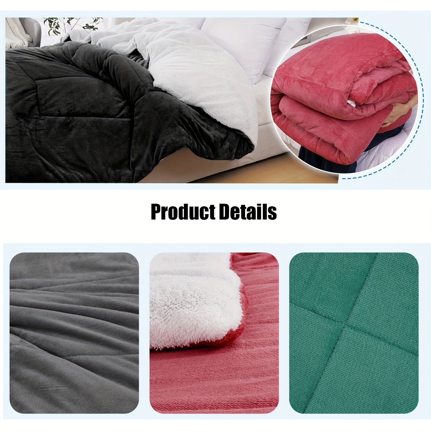 1 Set Thick and Soft Comforter - All Season Quilted Ultra Breathable, Box Stitch Solid Color Comforter, Machine Washable Bedroom Warm Autumn And Winter Comforter