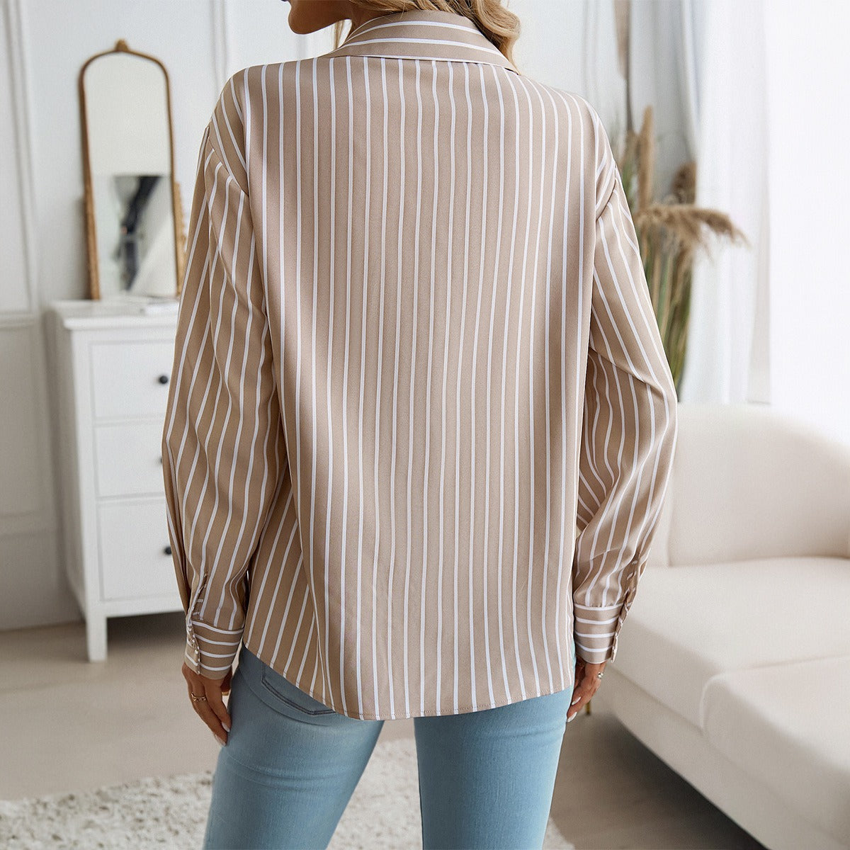 Loose striped long sleeved shirt