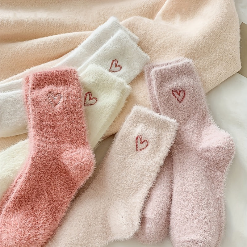 5 Pairs of Ultra-Soft, Plush, and Thick Mid-Length Womens Socks - Warm, Cold-Resistant, and Cozy for Autumn and Winter - Ideal for Home, Sleep, Floor, and Long Tube Wear