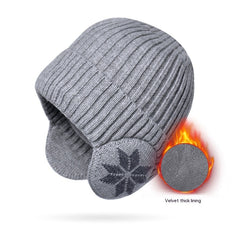 Thermal Knitting Woolen Cap Men's Fleece-lined Thickened Winter Beanie