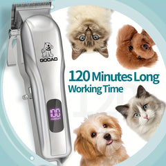 GOOAD Dog Clippers for Grooming, Dog Grooming Kit, Cordless Dog Grooming Clippers for Thick Coats, Dog Hair Trimmer, Low Noise Dog Shaver, Quiet Pet Hair Clippers for Dogs and Cats.