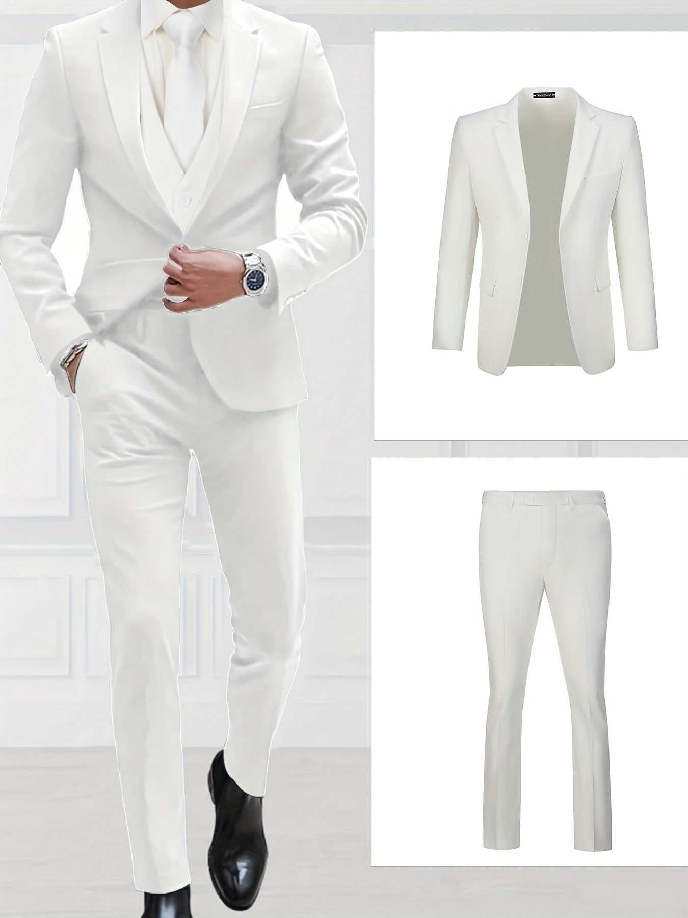 Two-Piece Classic Fit Suit Set for Men - Premium Quality, Comfortable Pants and Jacket - Ideal for Business, Wedding, and Formal Events