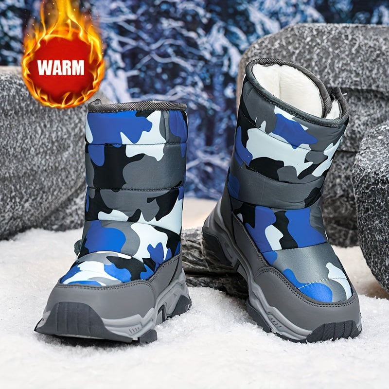 Youngsters' Winter Camo Snow Boots - High-Top, Warm & Cozy for Boys and Girls, Perfect for Outdoor Adventures