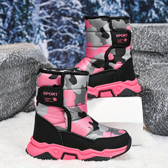 Youngsters' Winter Camo Snow Boots - High-Top, Warm & Cozy for Boys and Girls, Perfect for Outdoor Adventures