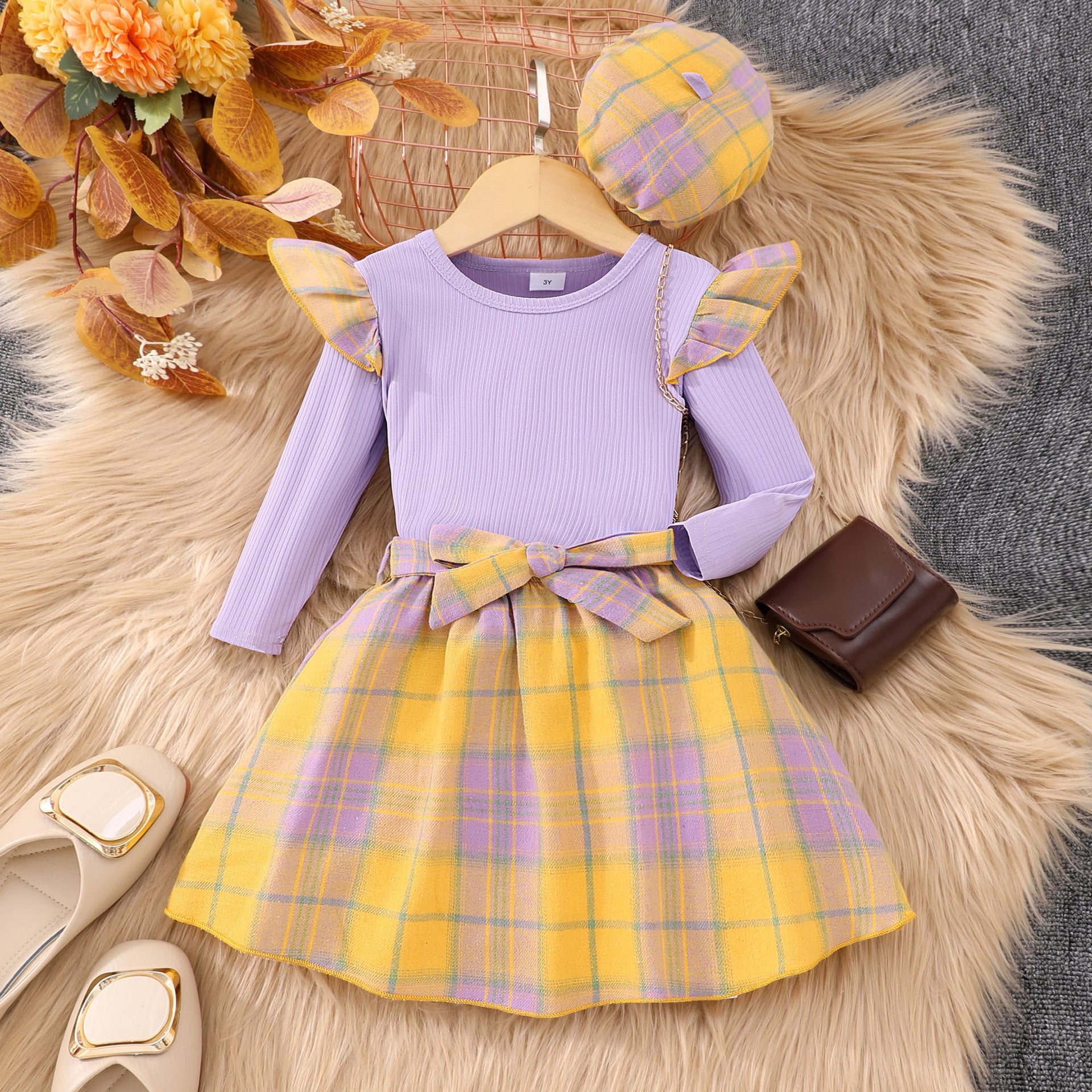 Children's Ruffled Plaid Skirt Suit