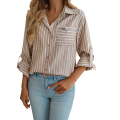 Loose striped long sleeved shirt