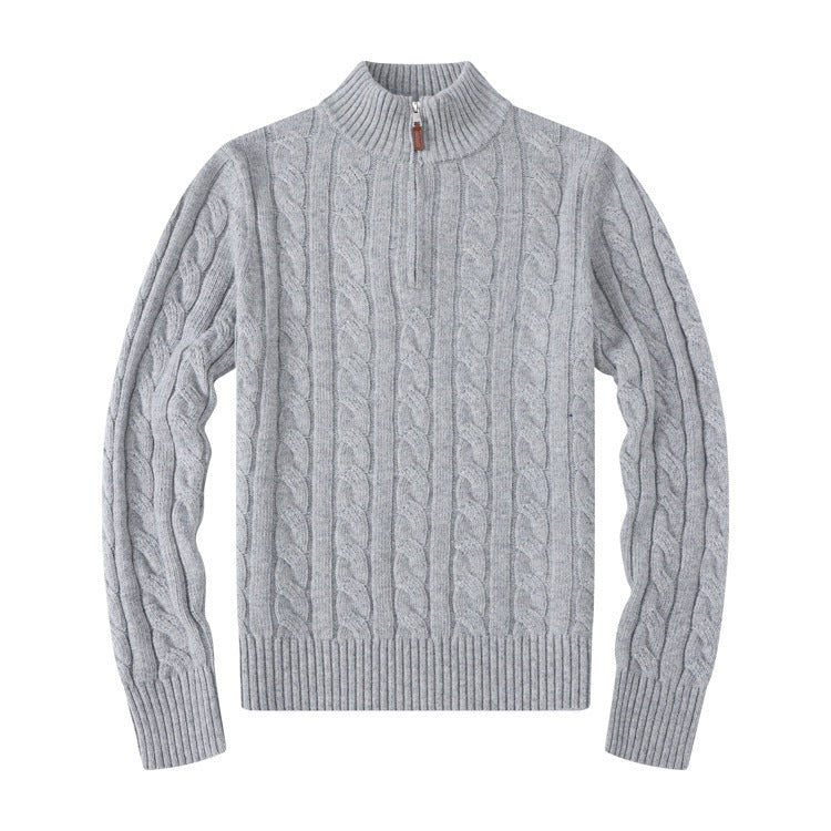 Men's Half-height Zip Twist Knit Sweater