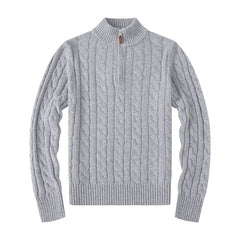 Men's Half-height Zip Twist Knit Sweater