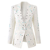 White slim fit one button early autumn long sleeved suit