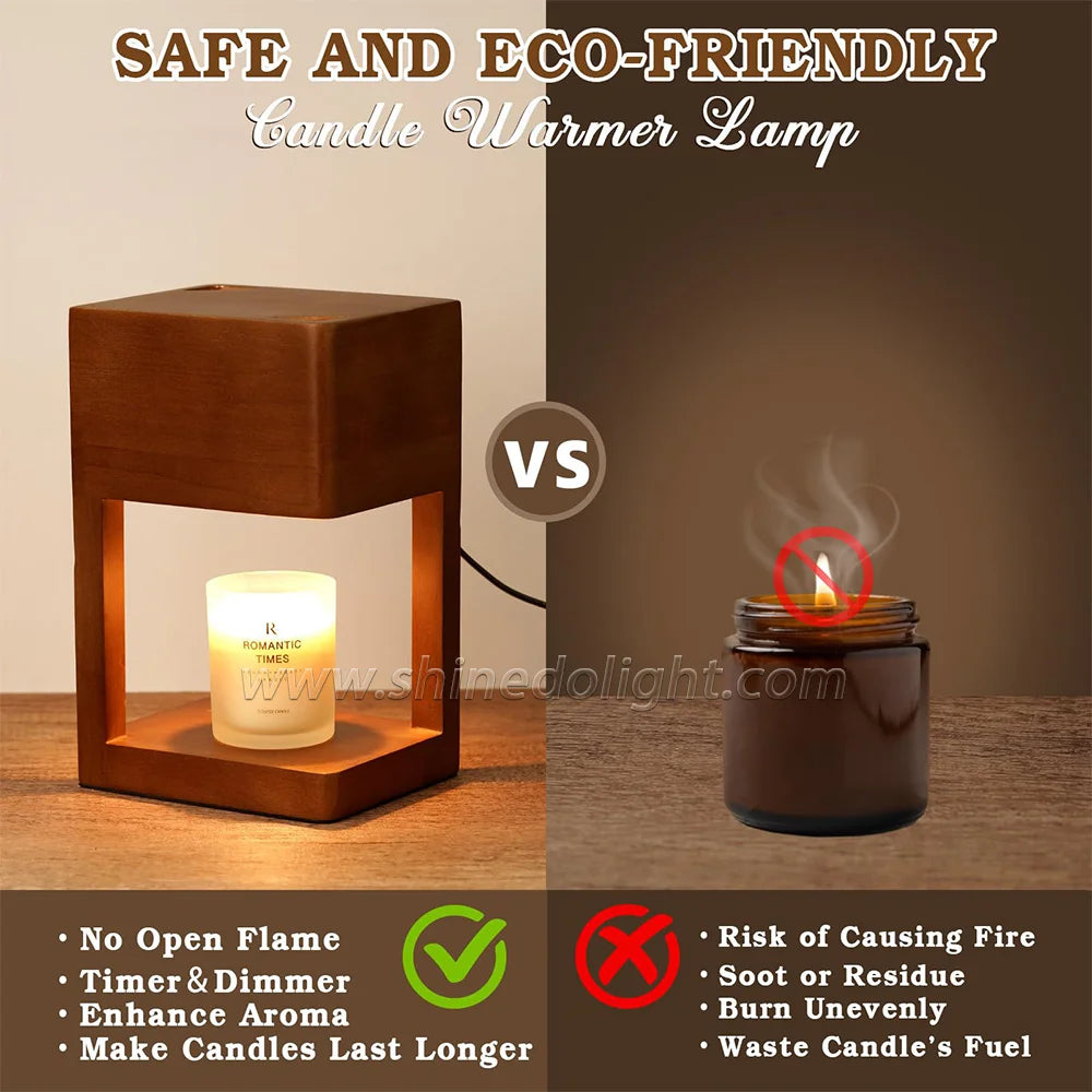 Simple Dimmable Solid Wood Lamp Body Electric Candle Warmer Lamp Wax Melt Lamps for Bedroom Hotel Night Lights