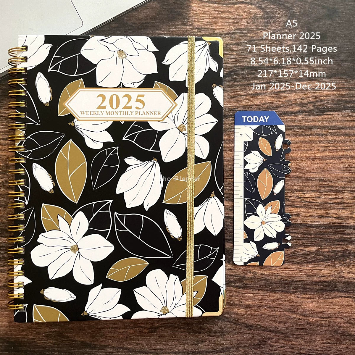 A5 Hard-Faced Lace-up English Flower Geometric Notebook