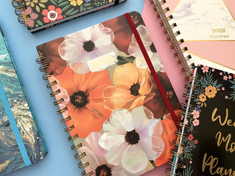 A5 Hard-Faced Lace-up English Flower Geometric Notebook