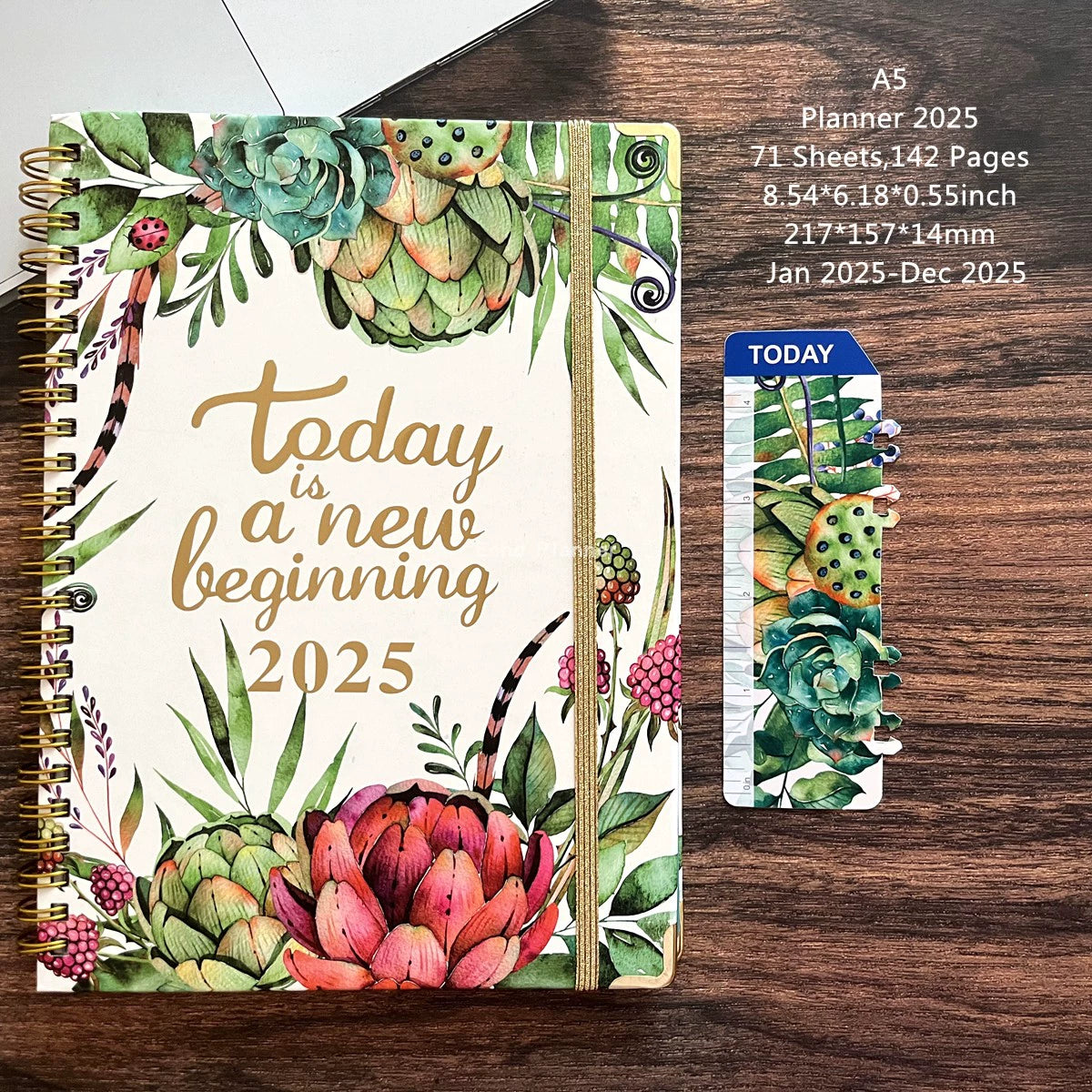 A5 Hard-Faced Lace-up English Flower Geometric Notebook