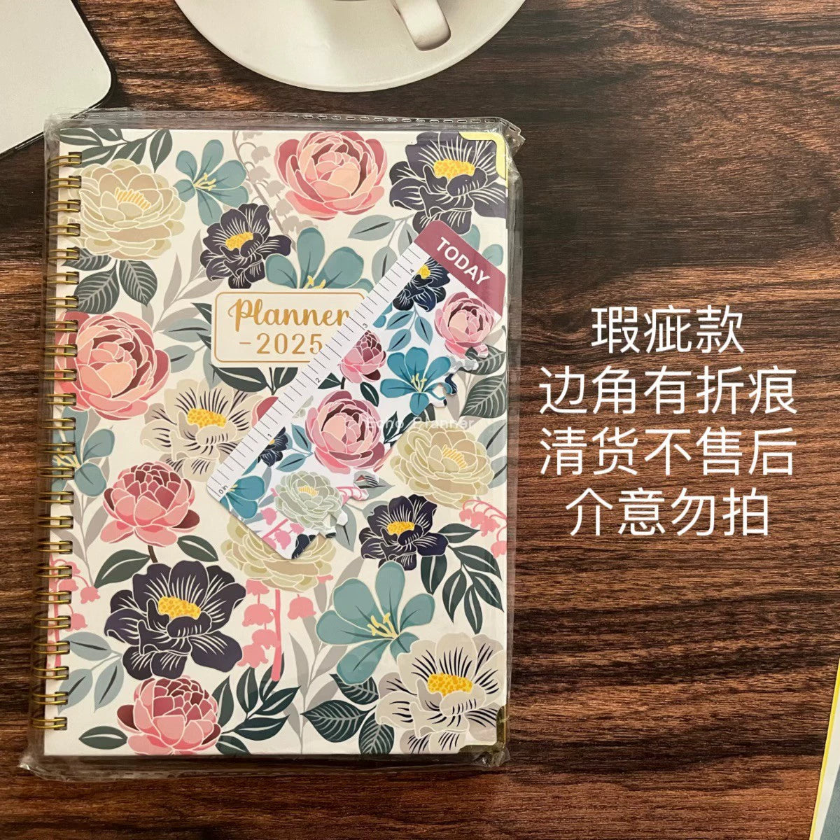 A5 Hard-Faced Lace-up English Flower Geometric Notebook