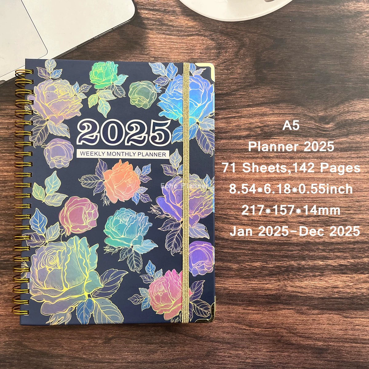 A5 Hard-Faced Lace-up English Flower Geometric Notebook