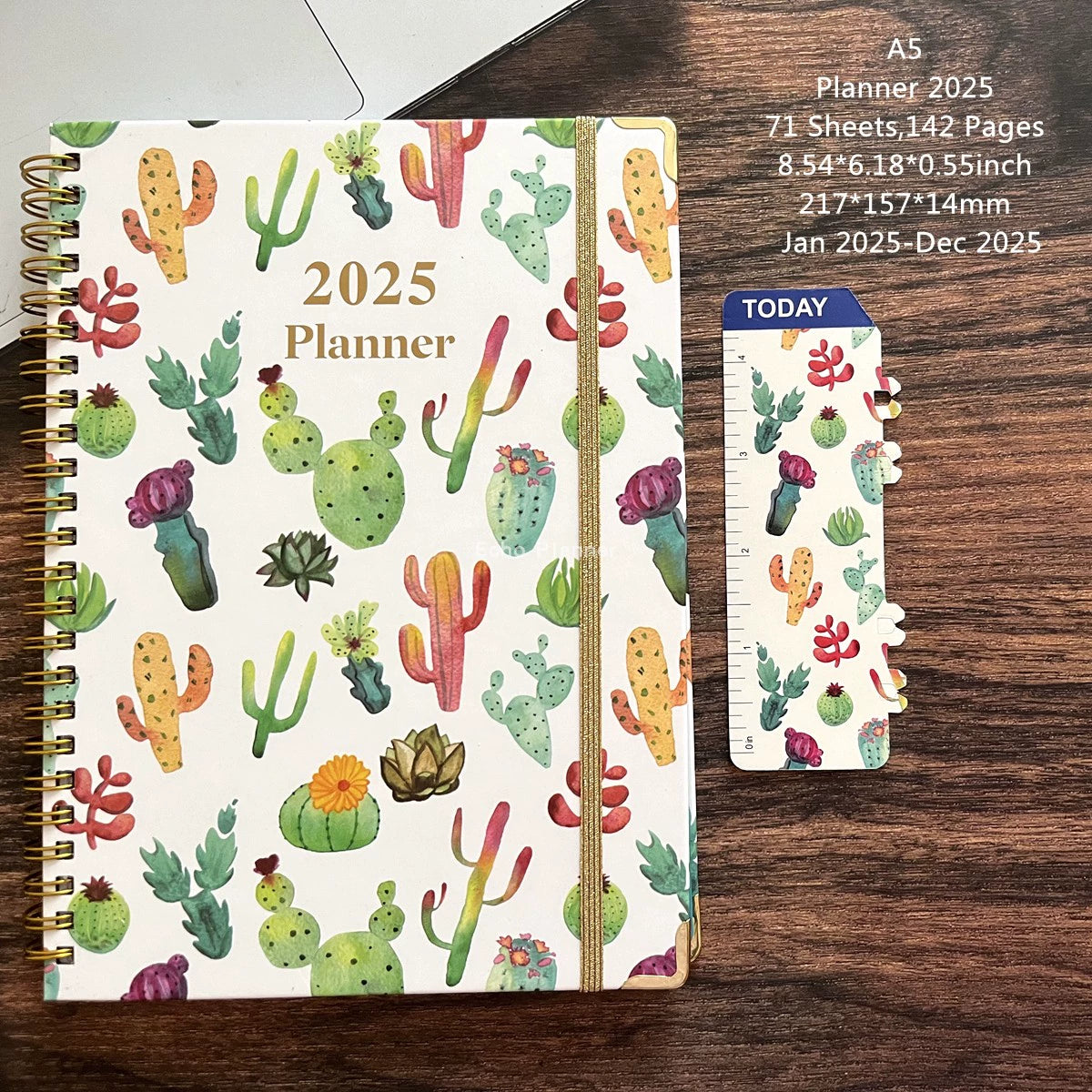 A5 Hard-Faced Lace-up English Flower Geometric Notebook