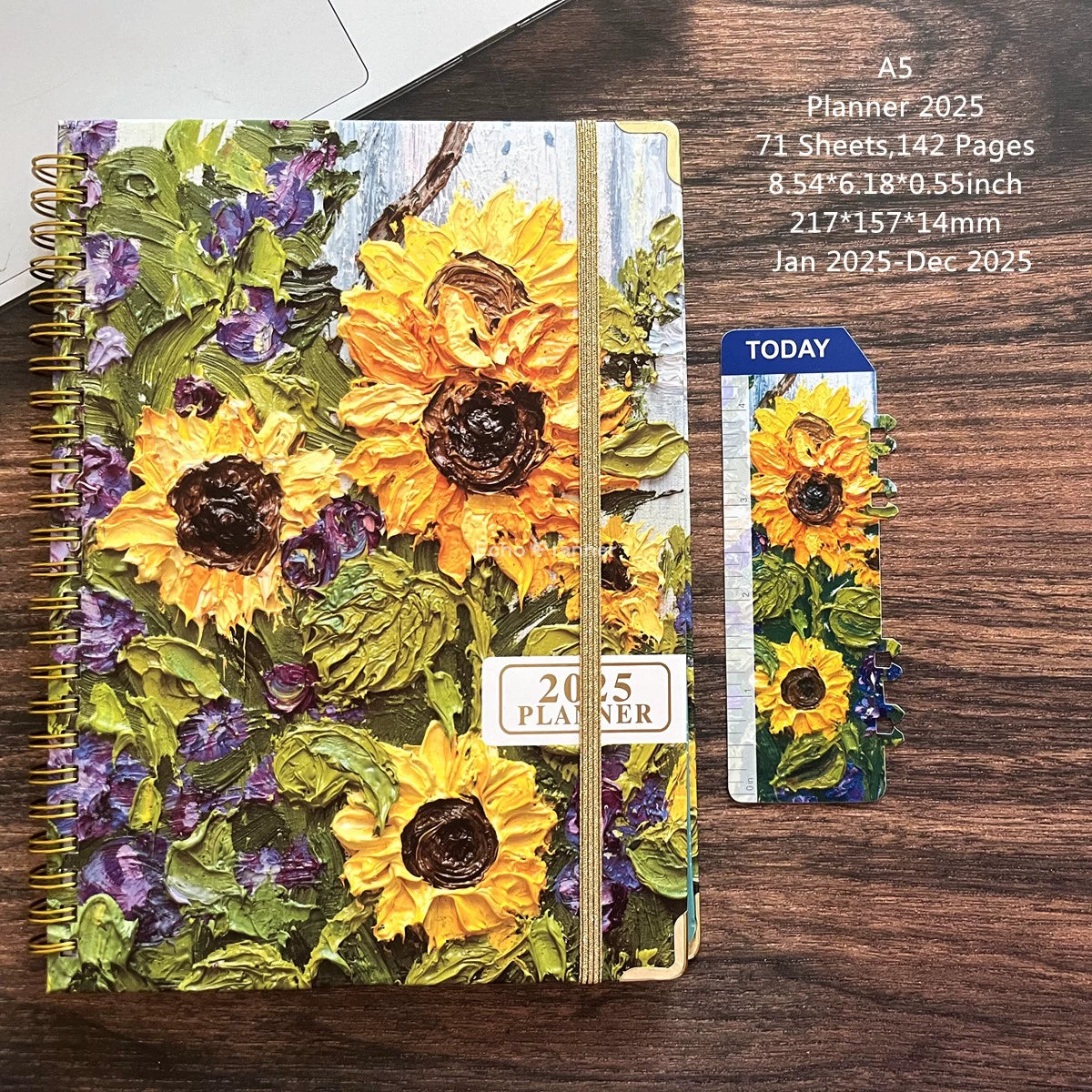 A5 Hard-Faced Lace-up English Flower Geometric Notebook