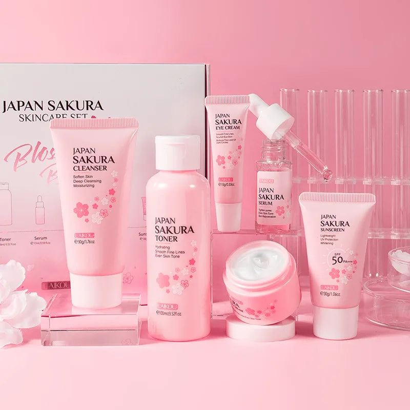 5/6pcs Sakura Skin Care Sets Face Cream Serum Toner Facial Cleanser Sunscreen Eye Cream Face Skin Care Products