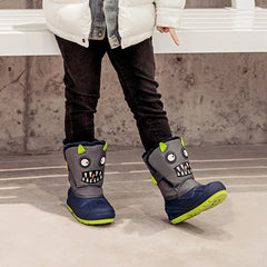 Winter Children Snow Boots Boys Girls Warm Waterproof Ski Boots Baby Cute Cartoon Dinosaur Print High Boots