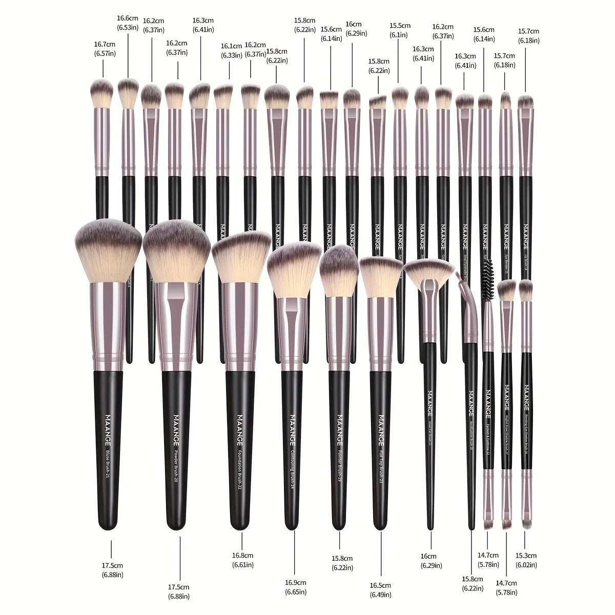 MAANGE 30pcs Professional Makeup Brush Set Foundation Concealers Eye Shadows Powder Blush Blending Brushes Beauty Tools with Bag