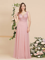 BABYONLINE Maxi Dusty Rose Bridesmaid Dresses Chic and Elegant Sleeveless Lace A Line Long Evening Gowns For Women Party Wedding