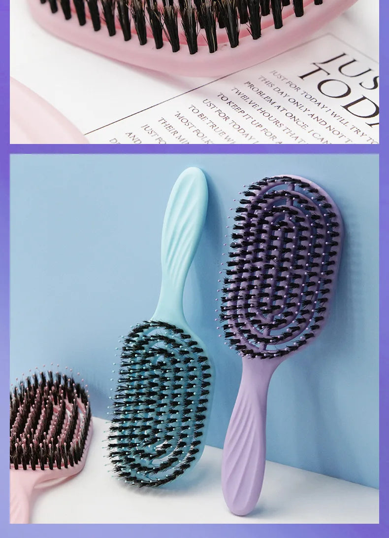 Elliptical Hollowing Out Hair Scalp Massage Comb Hairbrush Wet Curly Detangle Hair Brush for Salon Hairdressing Styling Tools