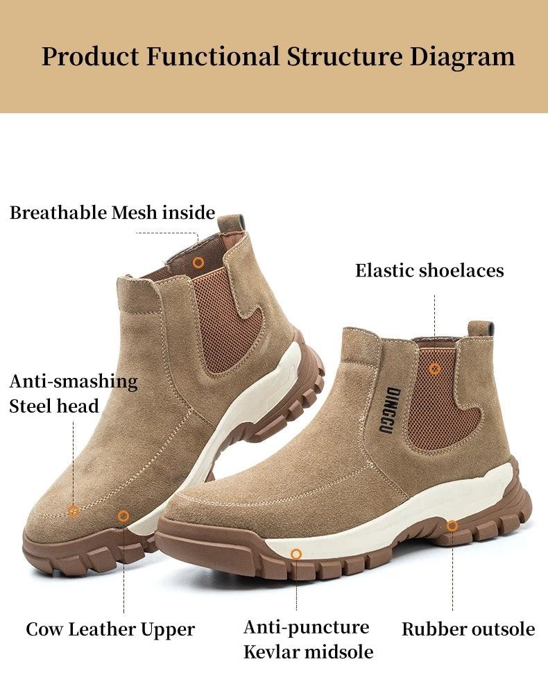 Men Safety Boots Anti-scalding Welder Shoes Indestructible Anti-smashing Steel Toe Cap Men Women Work Safety Shoes