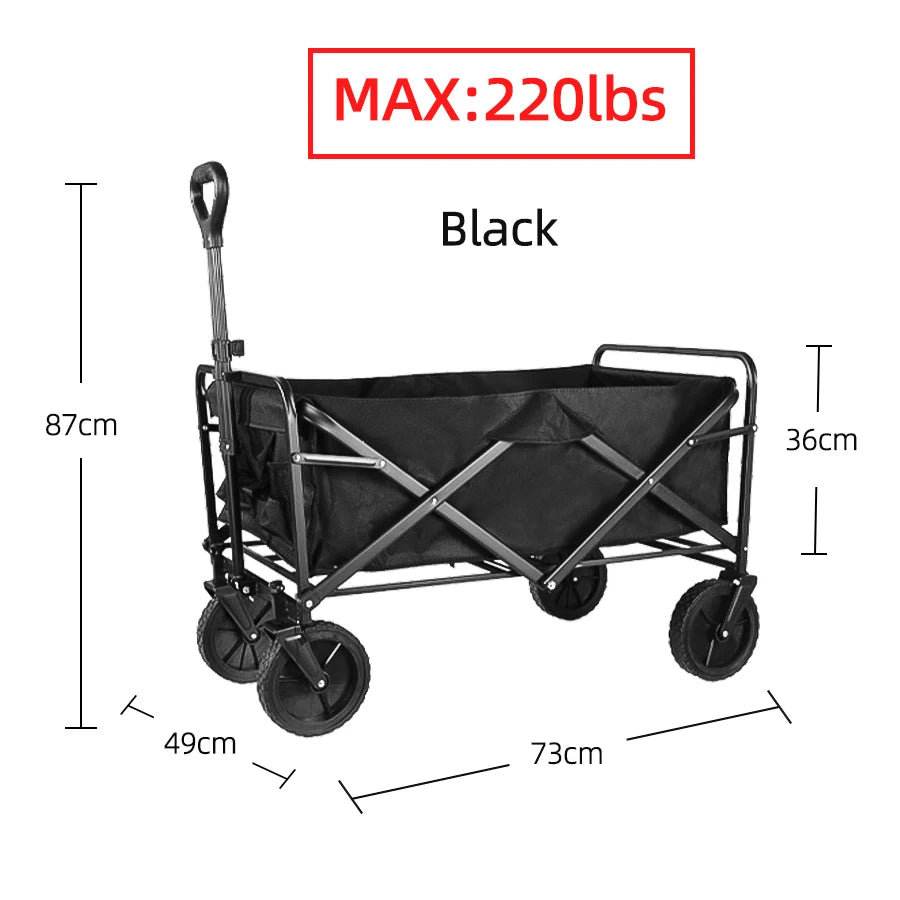 Heavy Duty Large Capacity Folding Wagon Shopping Beach Garden Pull Trolley Collapsible Folding Outdoor Portable Utility Cart