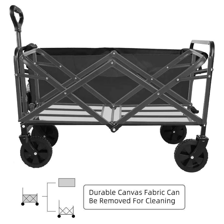 Heavy Duty Large Capacity Folding Wagon Shopping Beach Garden Pull Trolley Collapsible Folding Outdoor Portable Utility Cart