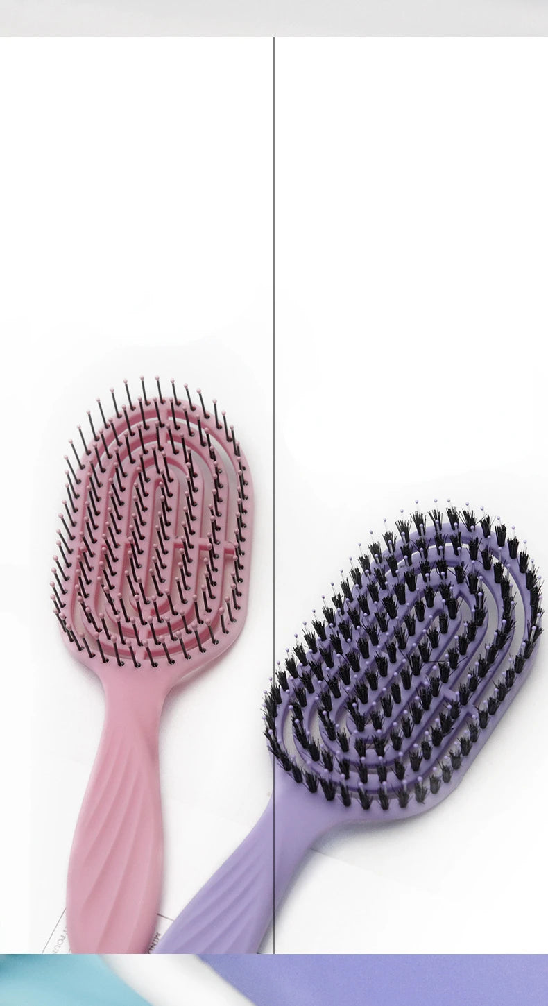 Elliptical Hollowing Out Hair Scalp Massage Comb Hairbrush Wet Curly Detangle Hair Brush for Salon Hairdressing Styling Tools