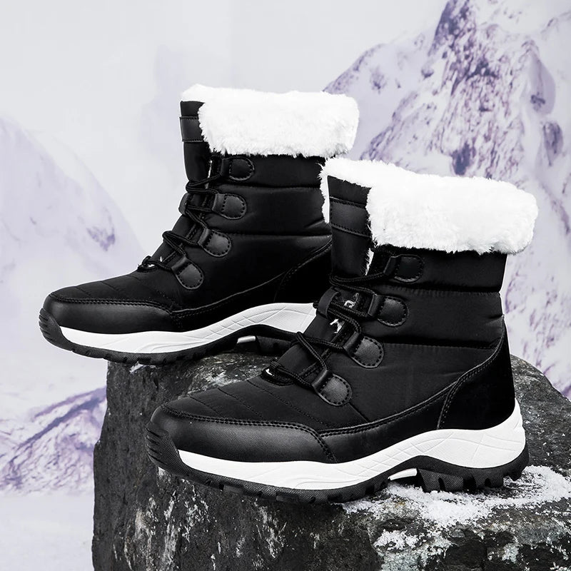 2024 Winter Outdoor Women's Snow Boots Thickened Plush Female Sneakers Casual Shoes Warm Thick Sole Snow Proof  Waterproof Boots