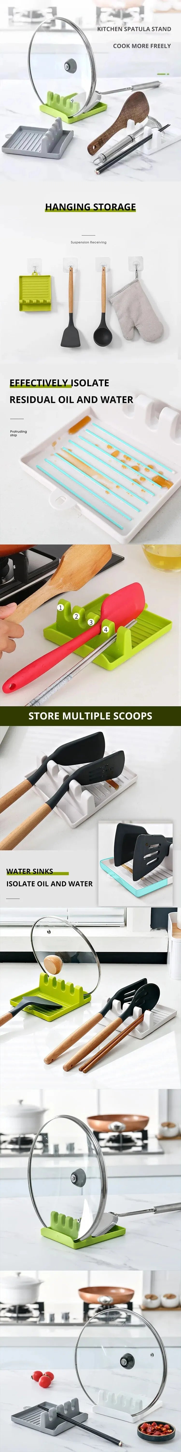 1PC Kitchen Spatula Rack Pot Lid Rack Shelves Countertop Shovel Spoon Shelf Soup Spoon Pad Put Soup Spoon Chopsticks Holder