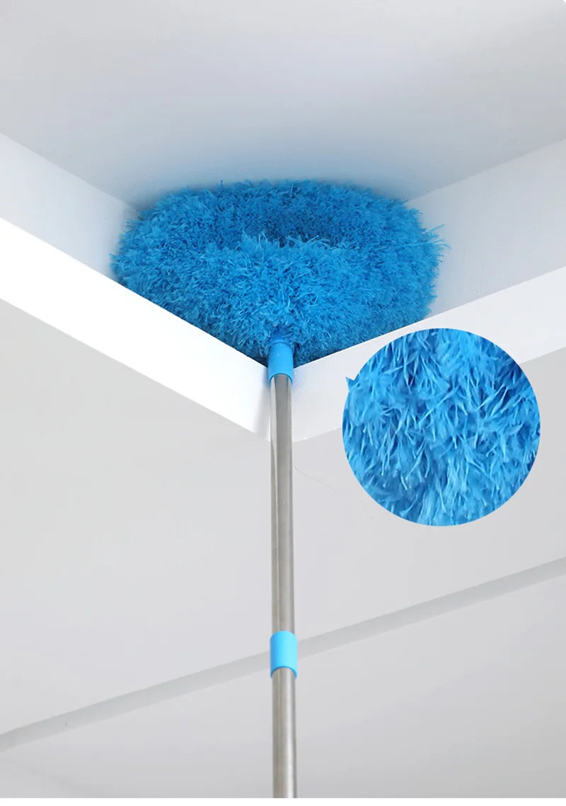 Scalable Ceiling Fan Duster Rings Shape Long Handle Dust Removal Brush for Ceiling Walls Top Cleaning Household Clean Tools