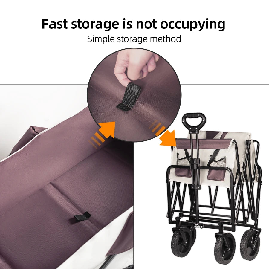 Heavy Duty Large Capacity Folding Wagon Shopping Beach Garden Pull Trolley Collapsible Folding Outdoor Portable Utility Cart