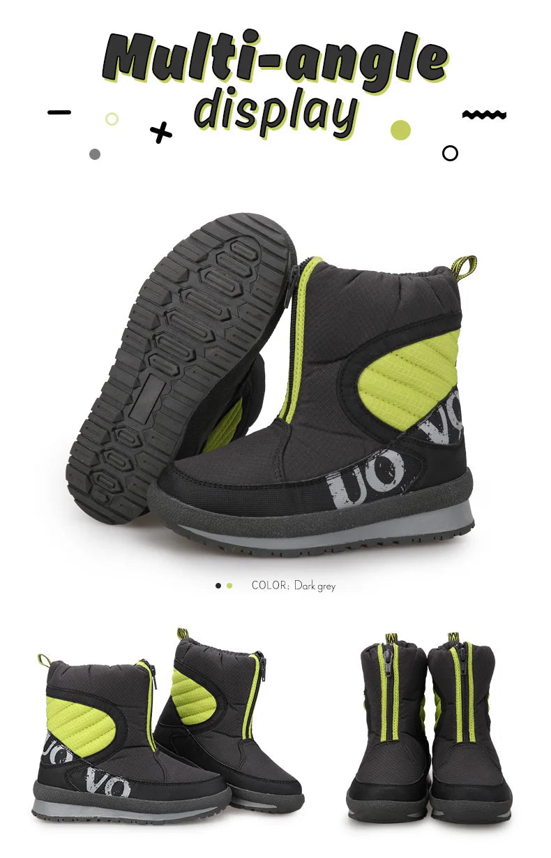 UOVO 2024 New Shoes For Boys And Girls High Quality Fashion Kids Winter Boots Warm Snow Children's Footwear Size #30-38