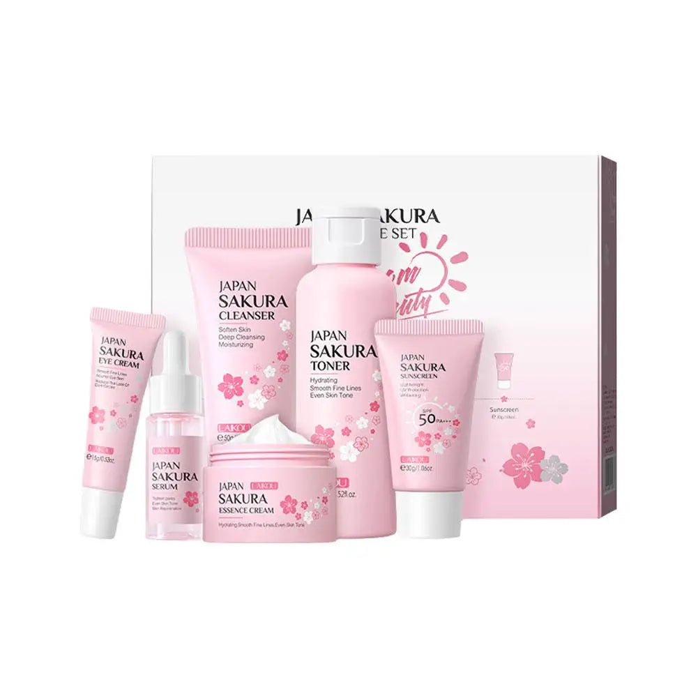 5/6pcs Sakura Skin Care Sets Face Cream Serum Toner Facial Cleanser Sunscreen Eye Cream Face Skin Care Products