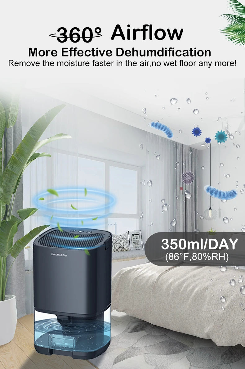 Portable Air Dehumidifier for Home Office and RV Eliminate Damp Mold and Moisture Easy to Use and Energy Efficient 220V/110V