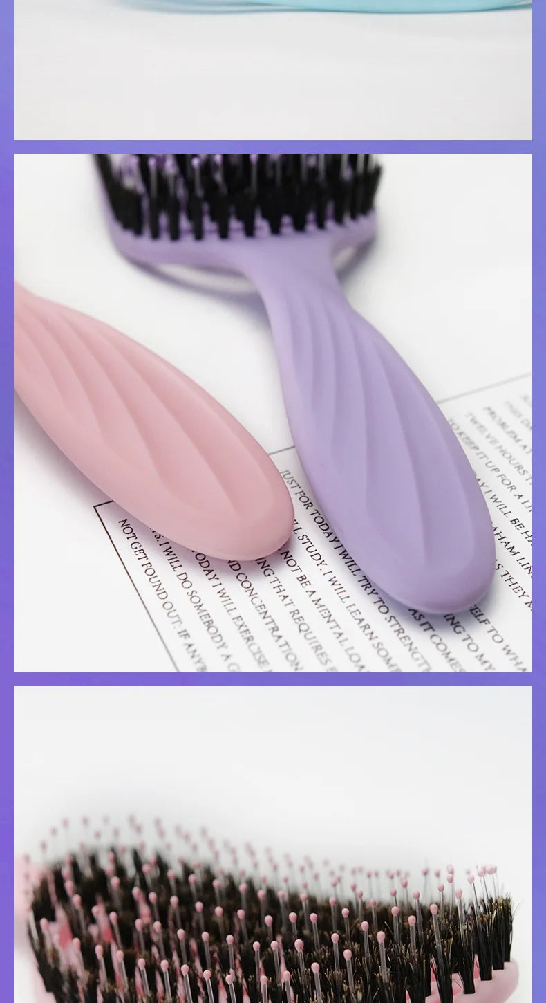 Elliptical Hollowing Out Hair Scalp Massage Comb Hairbrush Wet Curly Detangle Hair Brush for Salon Hairdressing Styling Tools