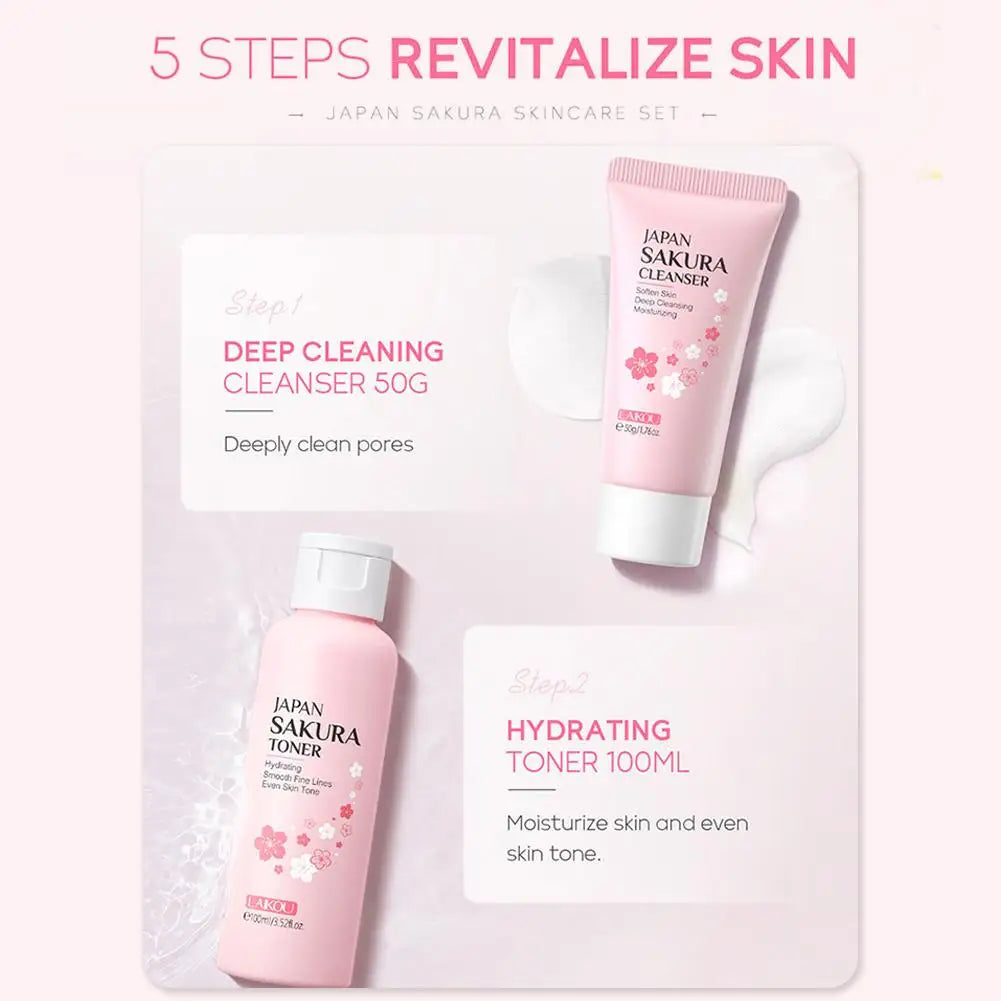 5/6pcs Sakura Skin Care Sets Face Cream Serum Toner Facial Cleanser Sunscreen Eye Cream Face Skin Care Products