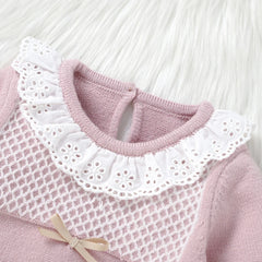 2pcs New Born Infant Clothes Spring Autumn Winter Toddler Kids Girls Crew Neck Long Sleeve Sweaters Tops+Pants Outfits 0-9M Wear