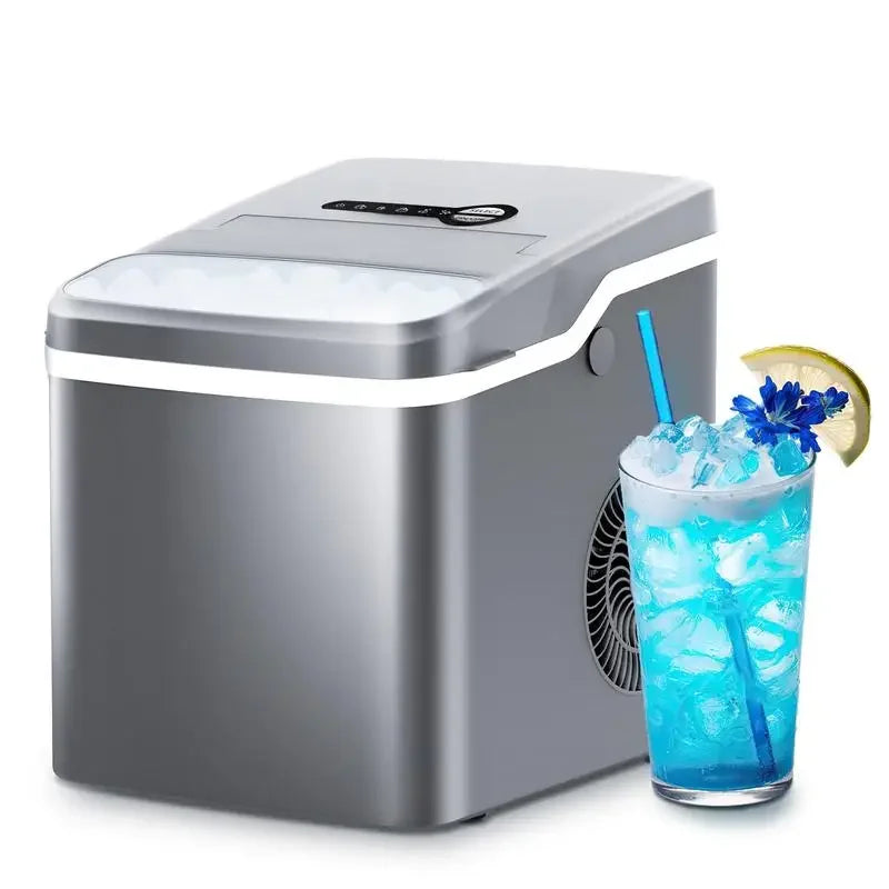 COWSAR Bullet Ice Maker Countertop with Self-Cleaning, 26.5lbs/24Hrs, 6 Mins/9 Pcs Bullet Ice, Portable Ice Maker