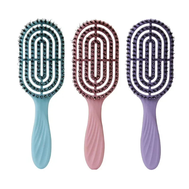 Elliptical Hollowing Out Hair Scalp Massage Comb Hairbrush Wet Curly Detangle Hair Brush for Salon Hairdressing Styling Tools