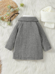 2024 New Baby Boys Long Sleeve Turn-down Collar Autumn/Winter Chevron Plush Fashion Coat With Pocket For 1-3Y Children Wear