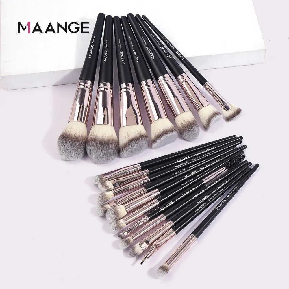 MAANGE 18 Pieces Professional Makeup Brush Facial Foundation Powder Blush Brushes Eyeshadow Flawless Brushes For Women Cosmetic